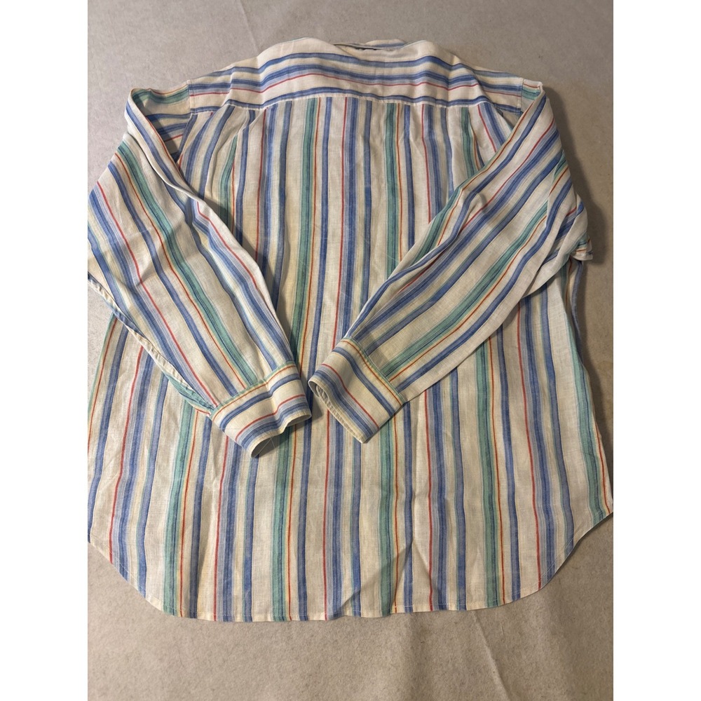 Tommy Bahama Relax Mens‎ XL Multicolor Striped 100 % Linen Button Down  shirt - Picture 15 of 16